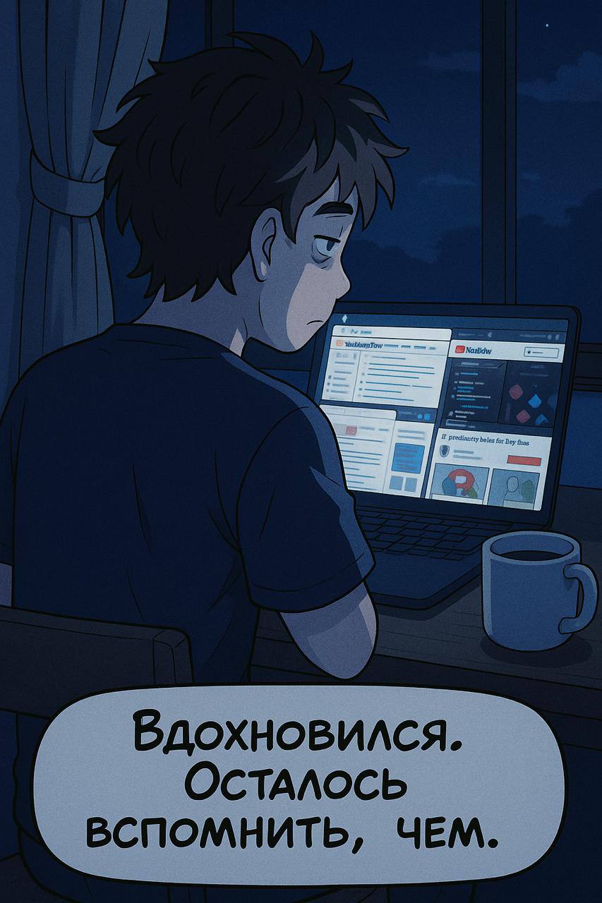 Операция «Сел поработать» - провалена 🫡
🍊 Рубрика: Воскресная манга
Сгенерировано через ИИ
Иногда просто сажусь поработать | Сетка — социальная сеть от hh.ru