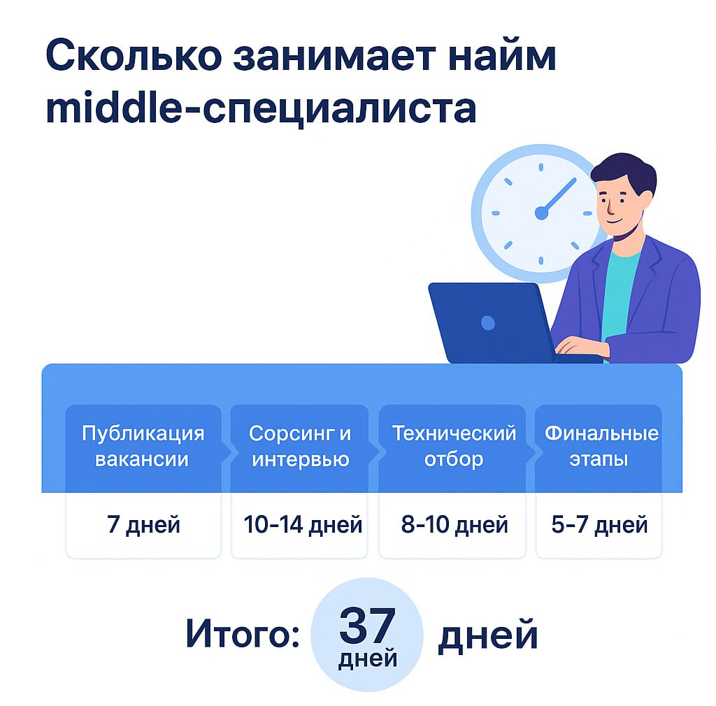 📈 Аналитика: сколько занимает найм middle-специалиста | Сетка — социальная сеть от hh.ru