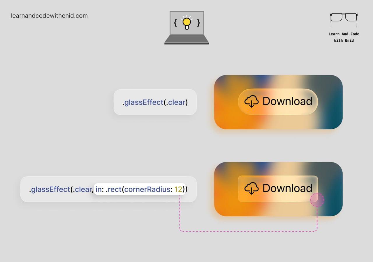 Совет по SwiftUI
Модификатор glassEffect() по умолчанию применяет форму капсулы, но вы легко можете изменить её на любую другую форму по своему усмотрению. | Сетка — социальная сеть от hh.ru