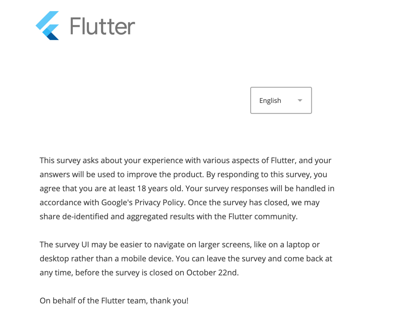 Flutter user survey. H2 2025: Вот и опрос пользователей Flutter за вторую половину 2025 года. Успей пройти его до 22 октября, твои ответы помогут улучшить Flutter | Сетка — социальная сеть от hh.ru