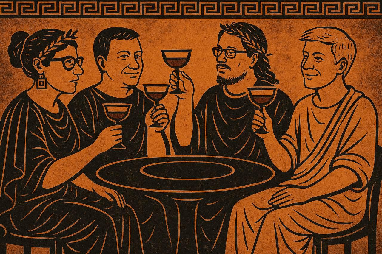 🍷 Анонс четвертого Винишника! 🍷
Да-да-да, того самого, который прячется под красивым словом «симпозиум».
Напоминаю: симпозиум — это вообще-то возлияние и культурная беседа после трапезы | Сетка — социальная сеть от hh.ru