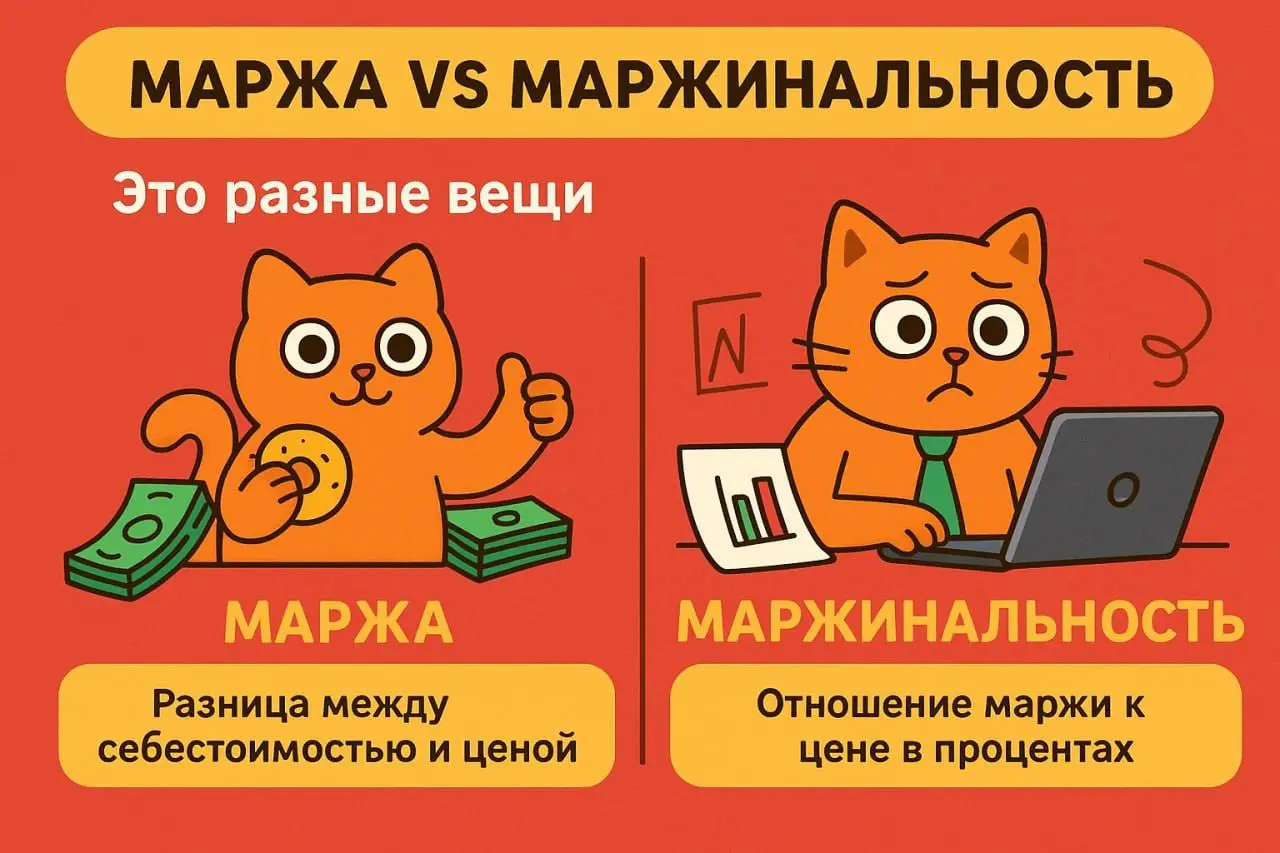 🔥 Маржа ≠ Маржинальность. И если вы их путаете — бизнесу крышка.
При работе с командами иногда сталкиваюсь с не пониманием разницы между маржой и маржинальностью.
Давайте предметно разберемся | Сетка — социальная сеть от hh.ru