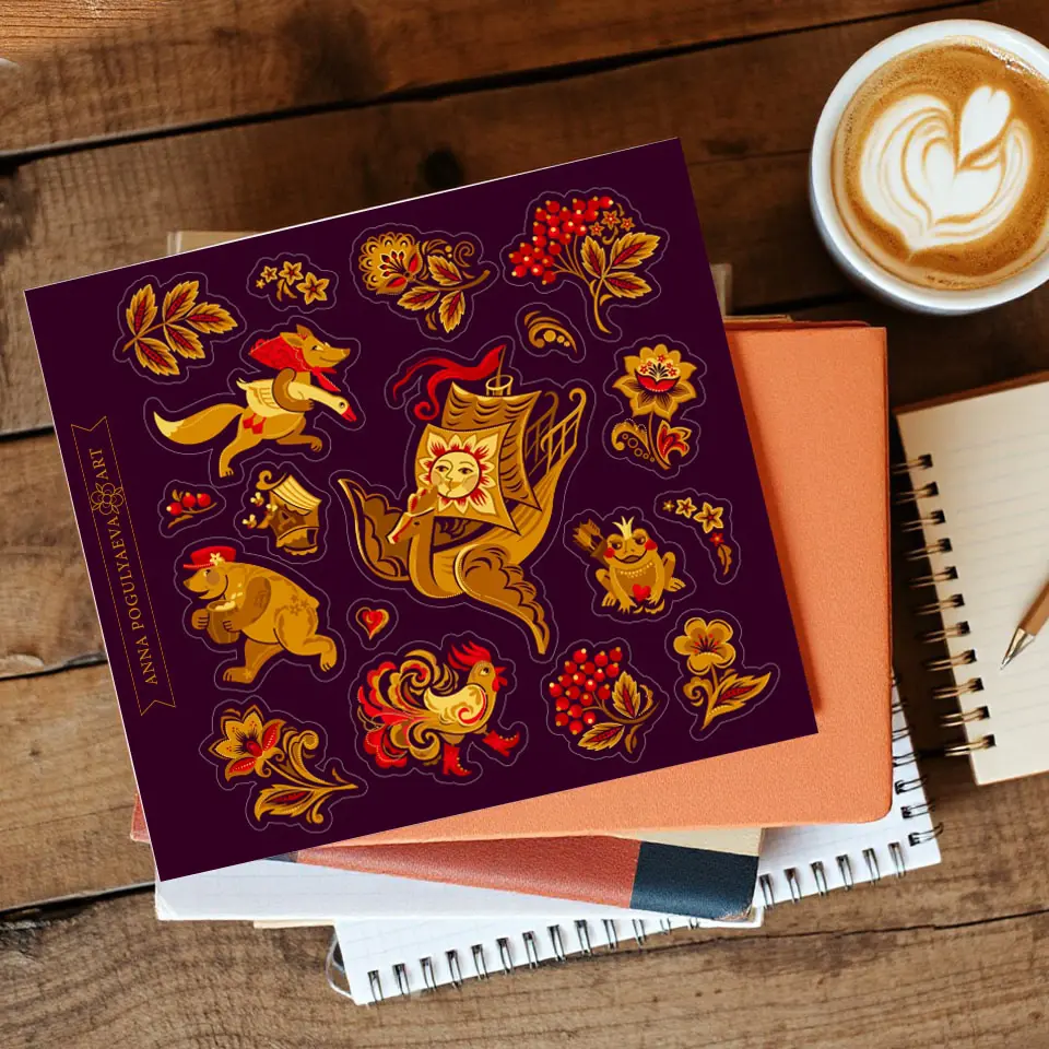 Персонажи в русском орнаменте. Векторная иллюстрация | Сетка — социальная сеть от hh.ru