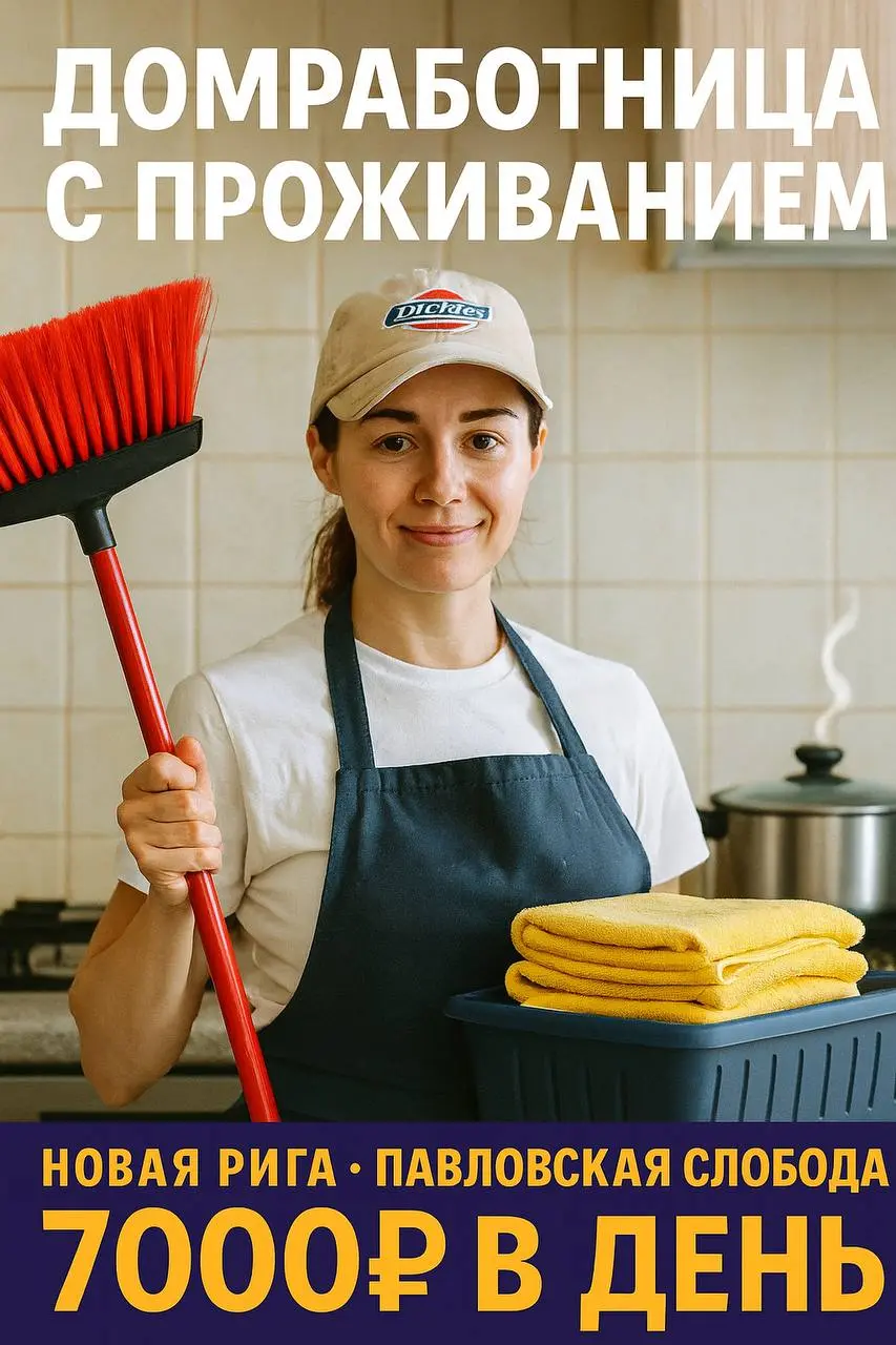 Ищу домработницу с проживанием (с 1 ноября по 25 ноября)
📍 Локация: Новая Рига, село Павловская Слобода
💰 Оплата: 7000 в день
Проживание в отдельной студии с санузлом и кухней | Сетка — социальная сеть от hh.ru