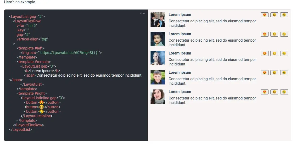 https://leeboyin.github.io/vue-layout-system/showcase
Если лень писать свой layout, данная библиотека придёт на помощь.
Колонки, гриды, списки, карточки. | Сетка — социальная сеть от hh.ru