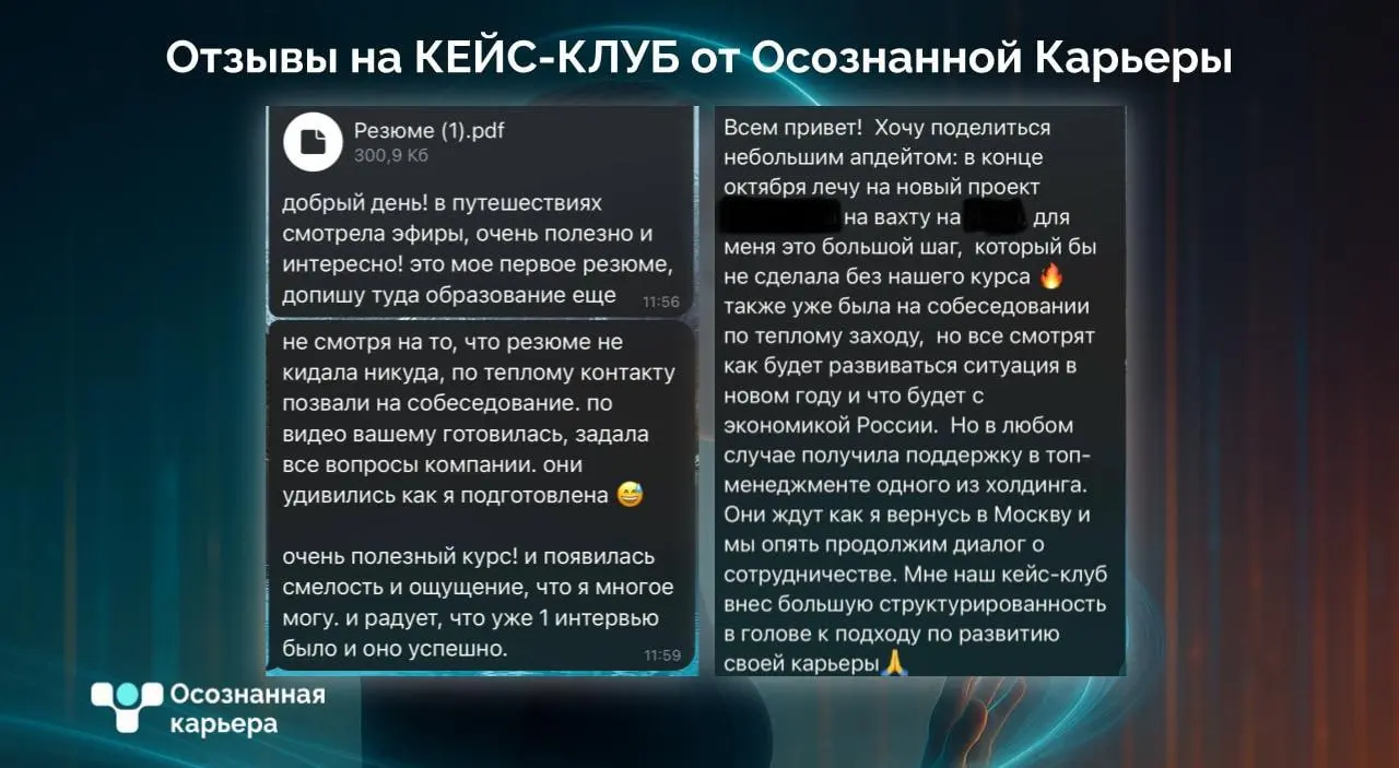 Что говорят участники Кейс-Клуба
⠀
👍 Смотрите отзывы на фото
Часто спрашивают:
❓ «А если я не знаю, куда хочу?»
Отлично. Это именно то, с чего начинается путь | Сетка — социальная сеть от hh.ru