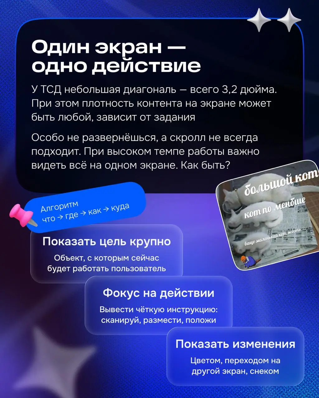 Хэллоу) Продолжаем разбирать складские интерфейсы 🤍
Контекст мы поняли, пора перейти к практике: что делать, а чего избегать при проектировании | Сетка — социальная сеть от hh.ru