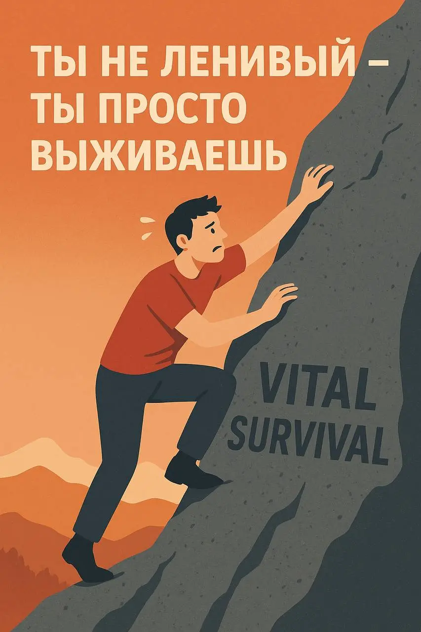 💭 Ты не ленивый — ты запрограммирован быть выживающим
Если ты часто говоришь себе:
«Я просто ленивый…»
«Мне не хватает мотивации…»
«Почему другим легко, а я будто застрял?»
Остановись.
Ты не ленивый | Сетка — социальная сеть от hh.ru