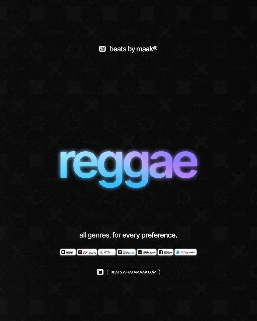 🎵#lot — «Reggae биты» ╳ от maak®
ℹ️ В нашем каталоге более 400 различных аранжировок, в самых популярных жанрах, на любой вкус и предпочтения | Сетка — социальная сеть от hh.ru
