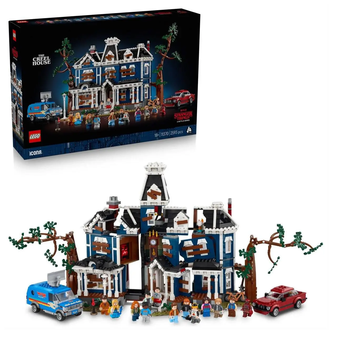 У Lego выйдет МЕГА-набор по Очень странным делам. Внутри дом Векны, 13 фигурок героев и две машины — фургон и трак. Сет на 2593 детали обойдется в 300 долларов (24,4 тысячи рублей) | Сетка — социальная сеть от hh.ru