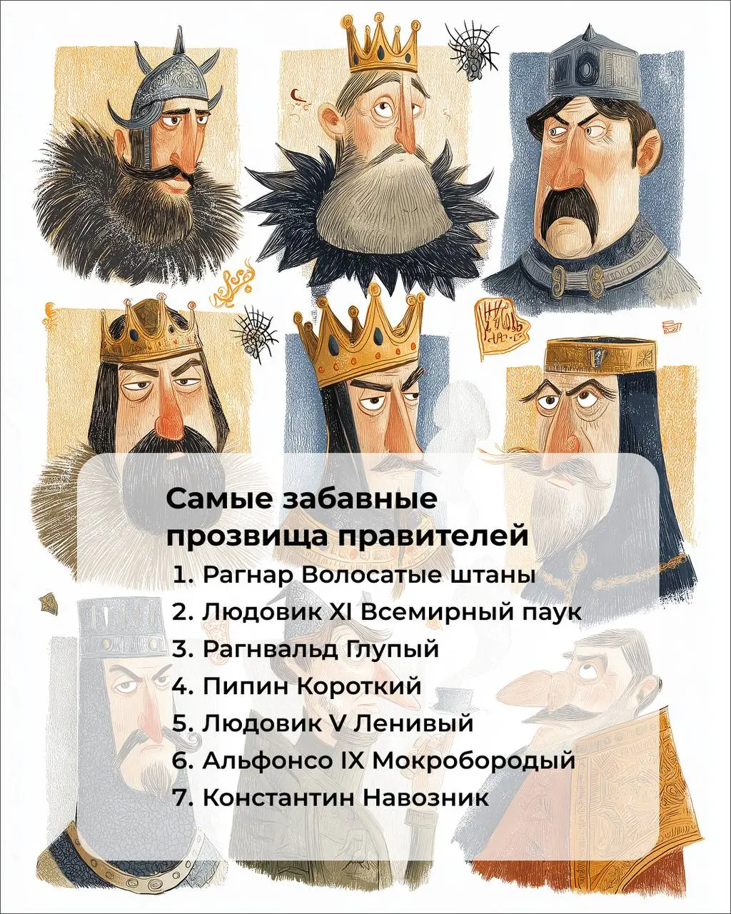 Самые забавные прозвища правителей
Редакция «Курьезного списка» создала для вас список милых, смешных, устрашающих, обидных – самых необычных прозвищ самых разных правителей | Сетка — социальная сеть от hh.ru