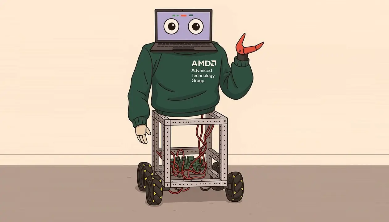 🤖 AMD показала робота-помощника на Ryzen AI
AMD представила прототип робота STX-B0T с поддержкой ИИ в реальном времени | Сетка — социальная сеть от hh.ru