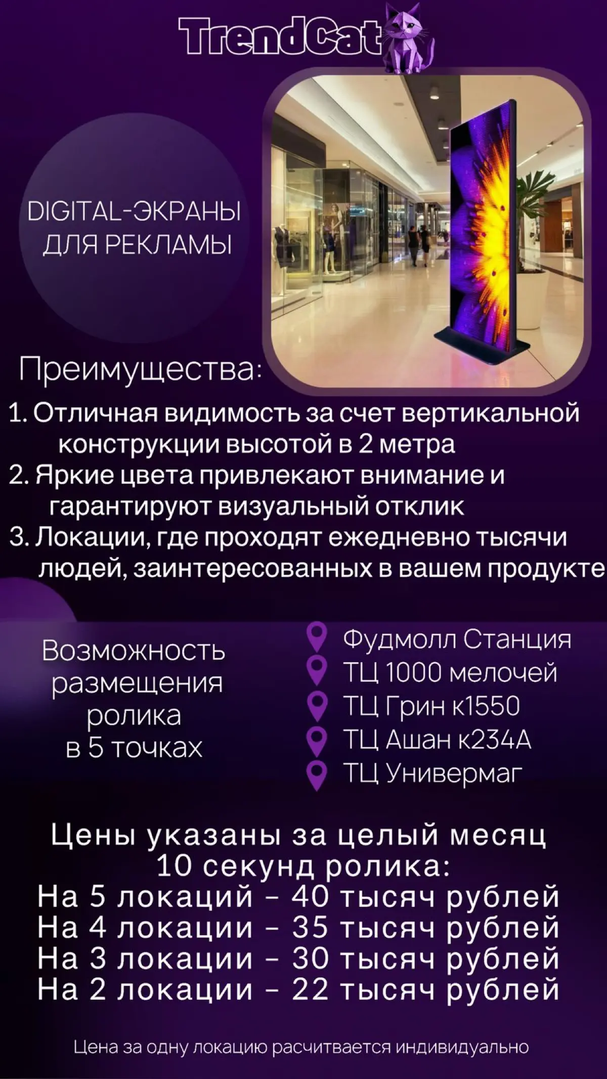 Реклама вашего бренда на больших цифровых экранах в ТЦ | Сетка — социальная сеть от hh.ru