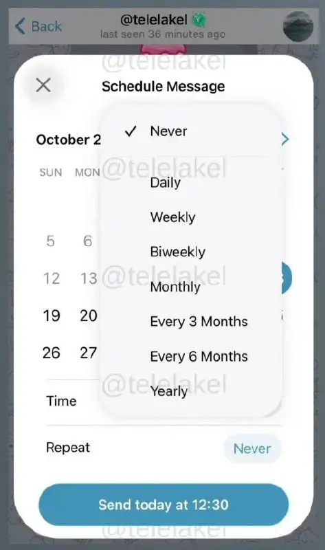В бета-версии Telegram для Android появилась возможность планировать регулярные сообщения
Можно настроить отправку ежедневно и еженедельно, раз в две недели или месяц, а также раз в квартал, полгода и... | Сетка — социальная сеть от hh.ru