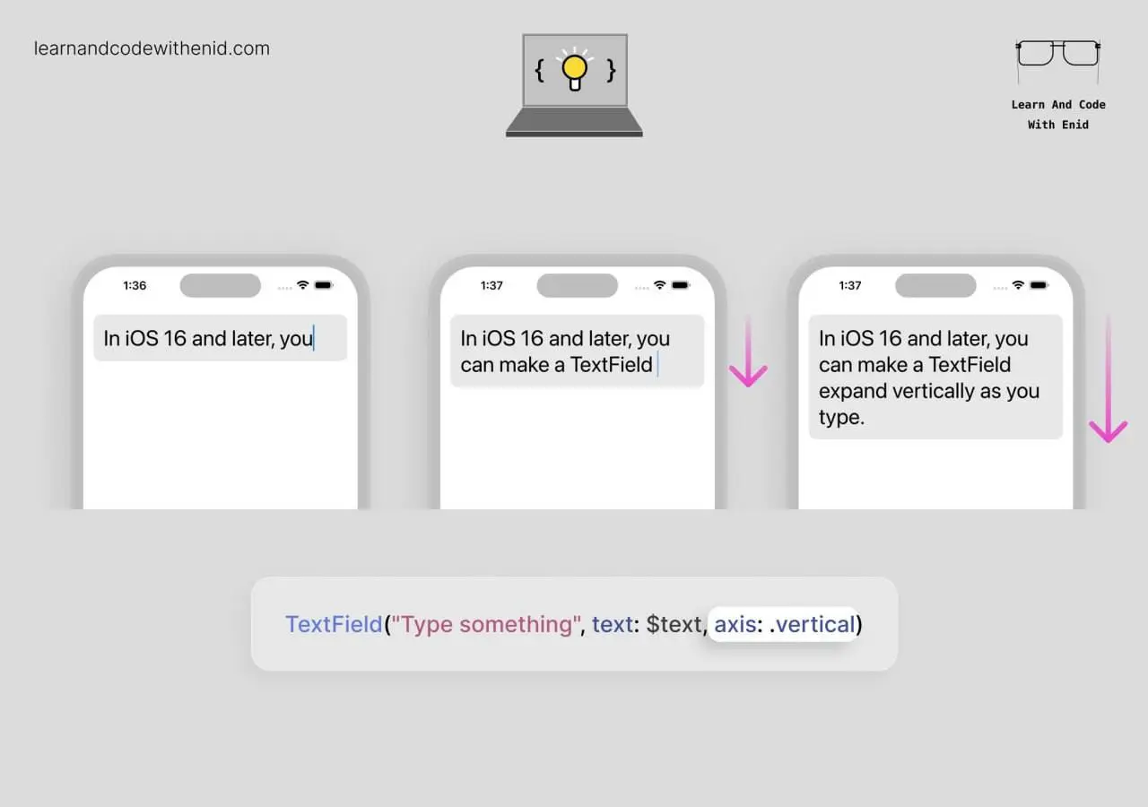 SwiftUI совет
В iOS 16+ можно сделать так, чтобы TextField автоматически расширялся по вертикали по мере ввода текста, для этого достаточно установить параметр axis в значение .vertical | Сетка — социальная сеть от hh.ru