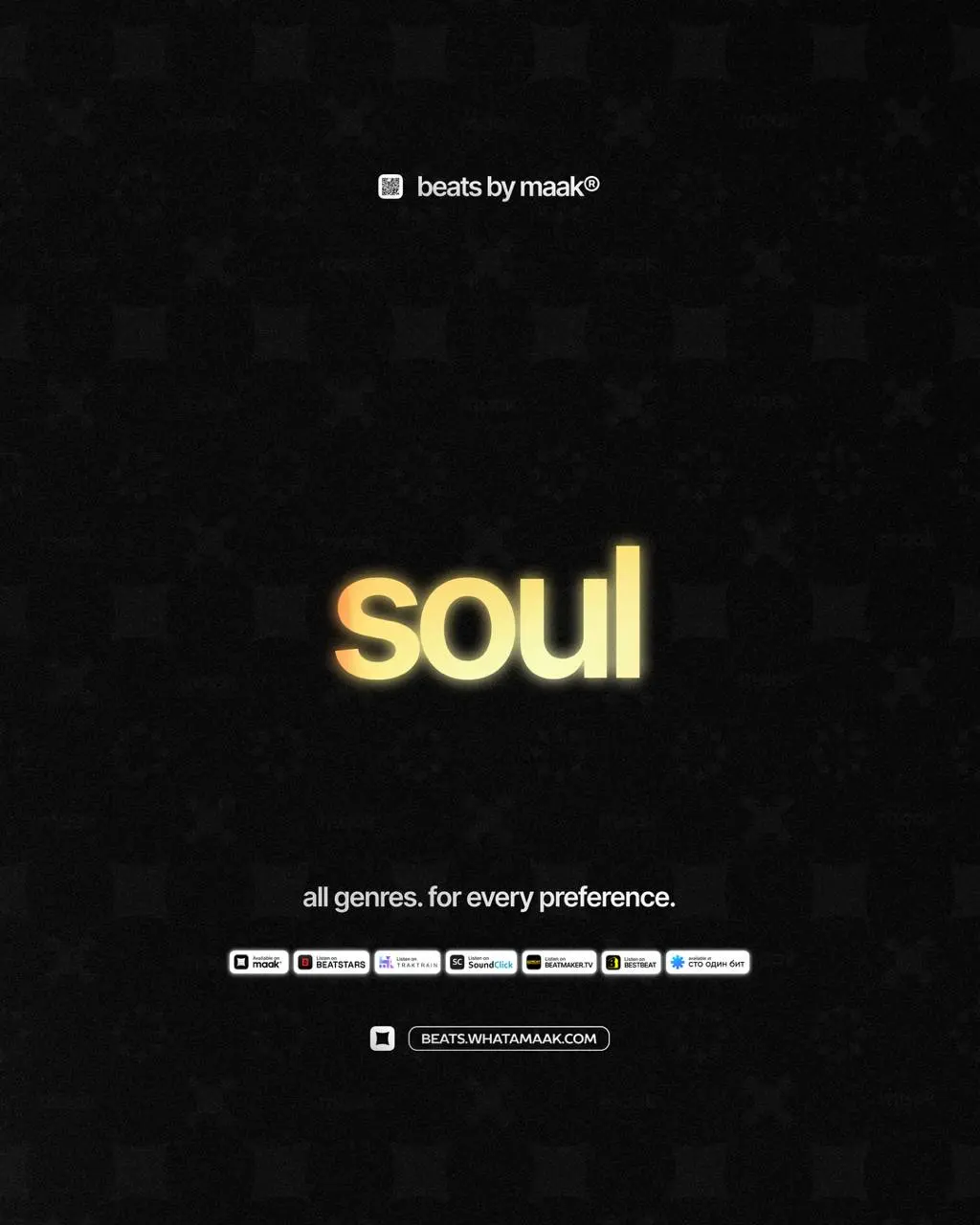 🎵#lot — «Soul биты» ╳ от maak®
ℹ️ В нашем каталоге более 400 различных аранжировок, в самых популярных жанрах, на любой вкус и предпочтения | Сетка — социальная сеть от hh.ru
