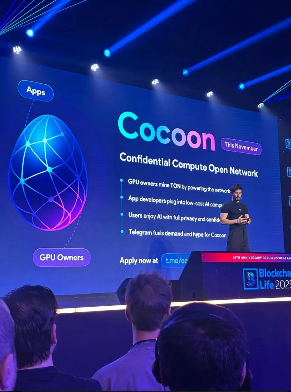 ⚡ Cocoon – новый проект от Павла Дурова
Сегодня Павел Дуров на Blockchain Life Dubai 2025 объявил о запуске Cocoon – децентрализованной сети для приватных AI-вычислений на базе TON | Сетка — социальная сеть от hh.ru