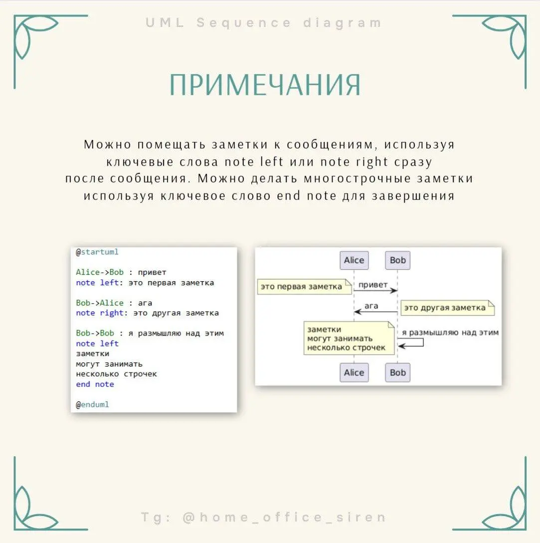 Пожалуй, лучшие sequence diagrams на Диком Западе
Собрала в карточках лайфхаки по PlantUML⬆️с которыми ваши диаграммы будут самыми понятными, читаемыми и востребованными! А все другие аналитики будут ... | Сетка — социальная сеть от hh.ru