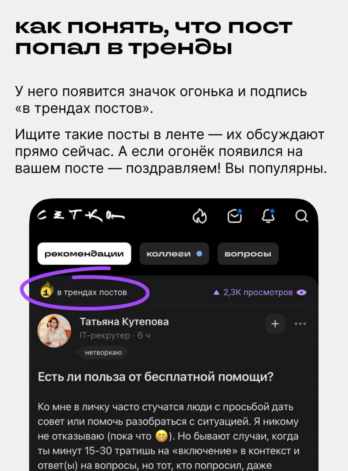 Заходите на огонёк — в новую ленту трендов 🔥 | Сетка — социальная сеть от hh.ru