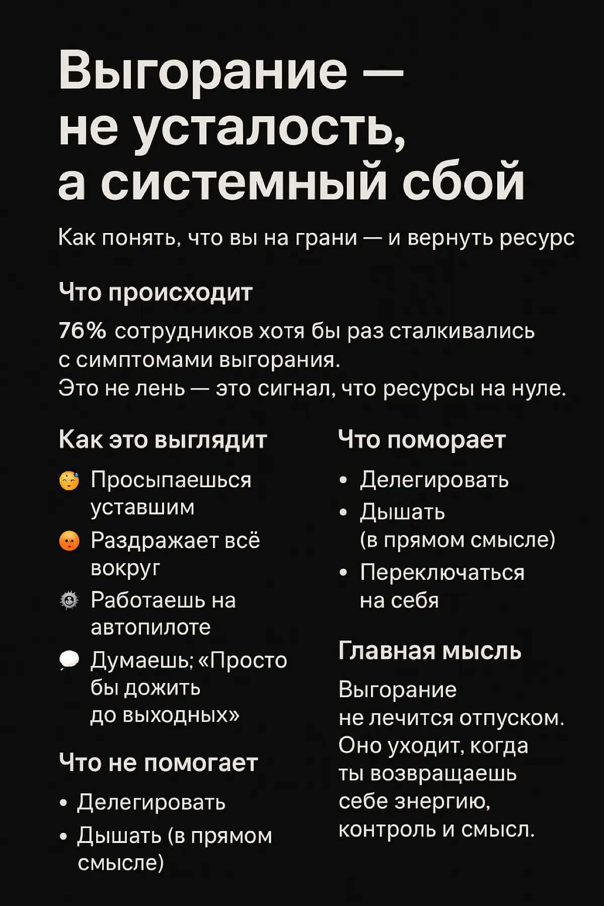 💭 Выгорание: не усталость, а системный сбой! | Сетка — социальная сеть от hh.ru