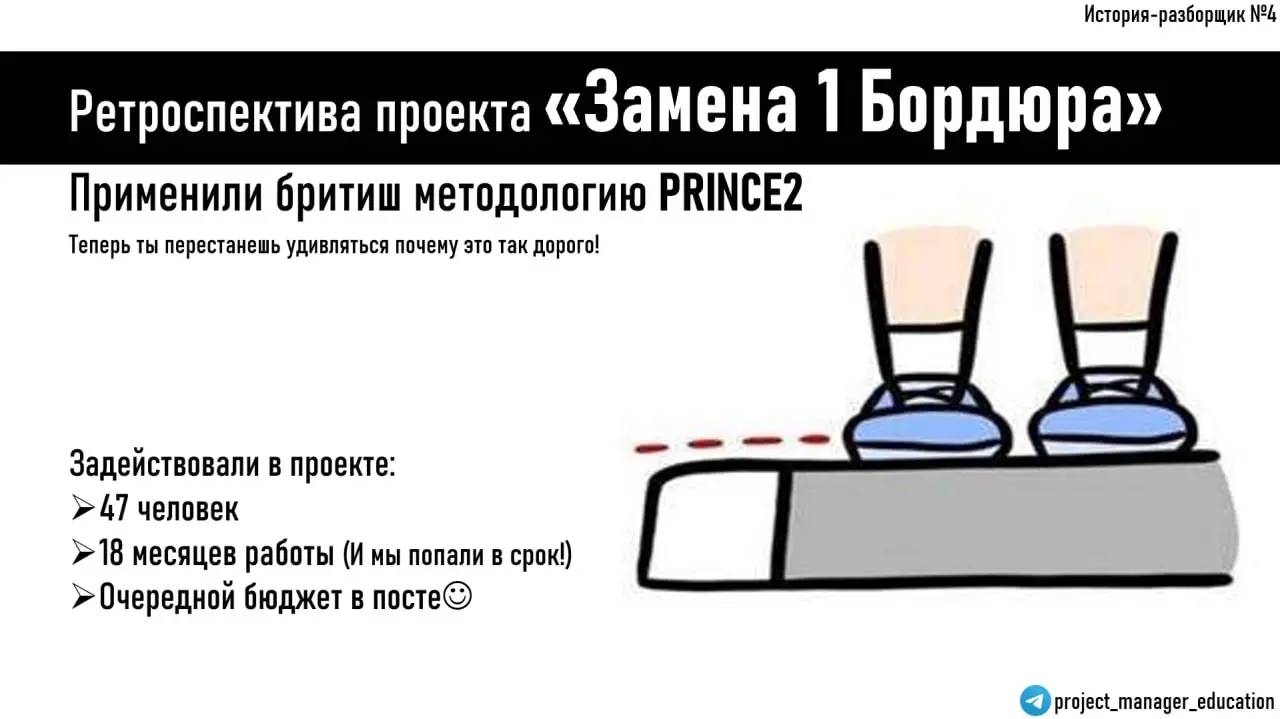 👑 Методология PRINCE2 В ДЕЙСТВИИ: Королевский бордюр по-британски
Проект: Замена поврежденного бордюра (1 метр)
Команда: 47 человек (структурированы по ролям PRINCE2)
Бюджет: $12,847 → смотри в конце ... | Сетка — социальная сеть от hh.ru