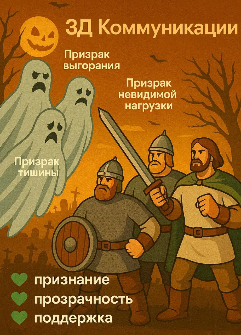 🎃 Конец октября – время, когда призраки выходят на свет.
Но не те, что в масках и простынях. Те, что живут в офисах | Сетка — социальная сеть от hh.ru