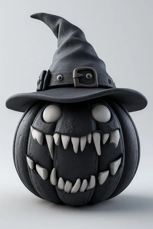 #нейросеть #ai #дизайн #halloween #промт
ЖУТКАЯ ТЫКВА/3D ЭМОДЖИ🎃
Промт
3d jack-o-lantern with sharp teeth, black witch hat, gothic toy clay halloween style, white background | Сетка — социальная сеть от hh.ru