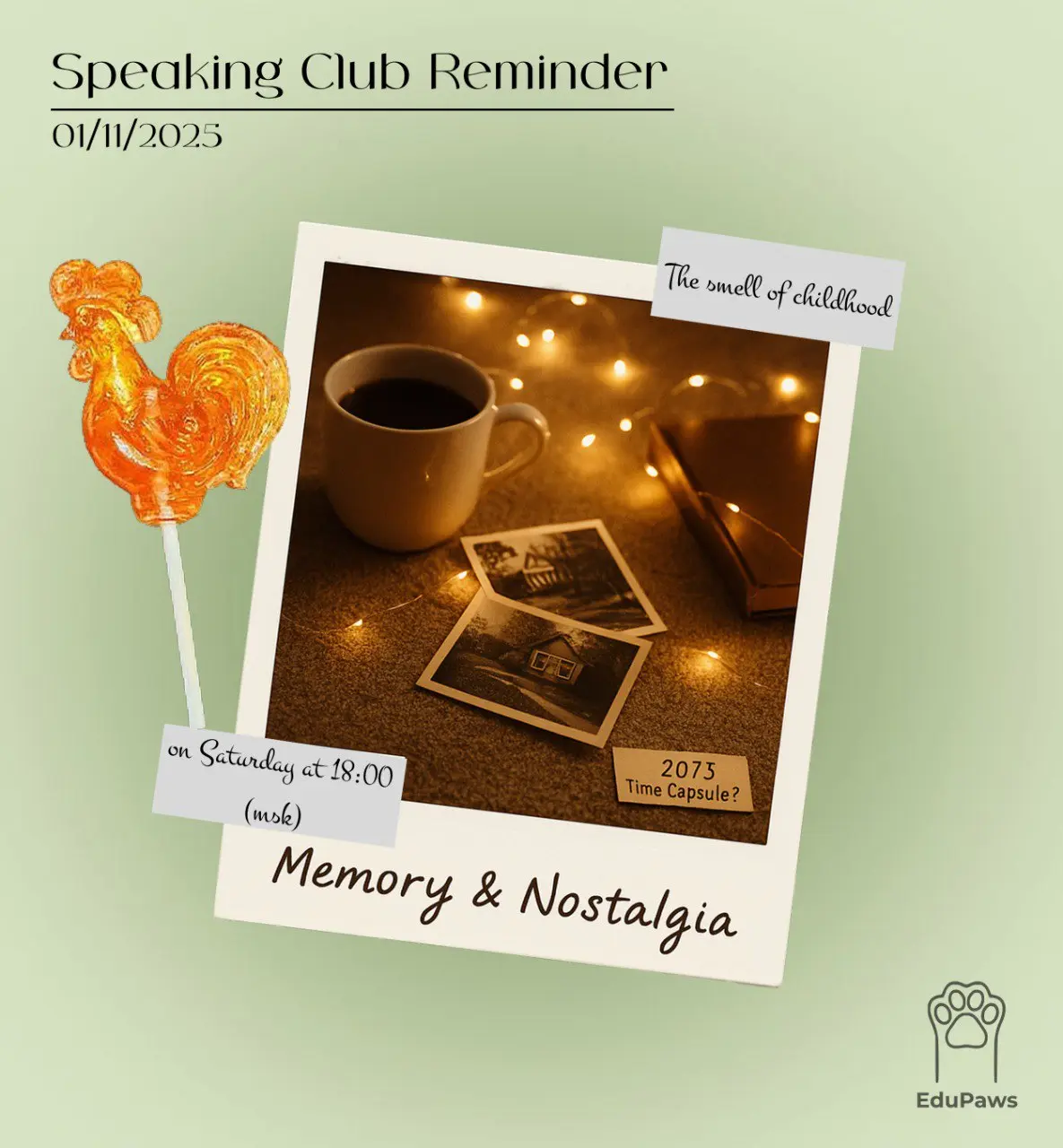 📚 SPEAKING CLUB REMINDER: “Memory & Nostalgia”
🕰 Закройте глаза и вспомните — запах, песню, место, которое мгновенно переносит вас в прошлое | Сетка — социальная сеть от hh.ru