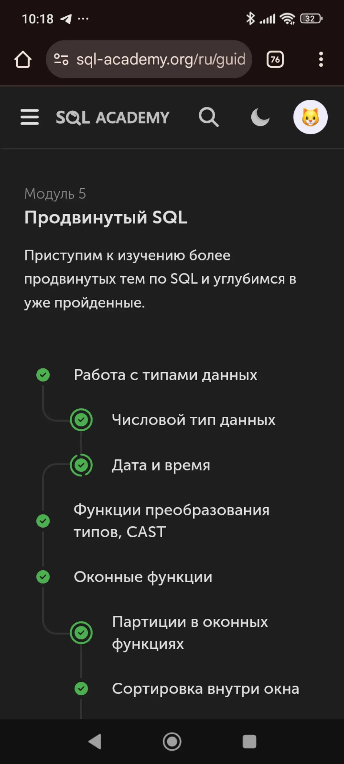 Осталось пройти последний модуль по изучаю PostgreSQL | Сетка — социальная сеть от hh.ru
