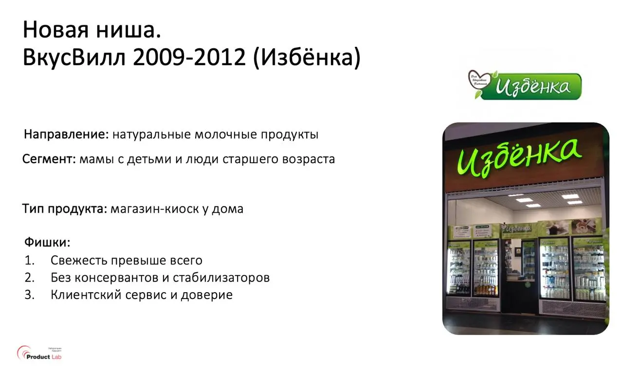 Формула новой ниши и идеи продукта
На примере «Избёнки» (первого ВкусВилла) хорошо видно, как рождается ниша | Сетка — социальная сеть от hh.ru