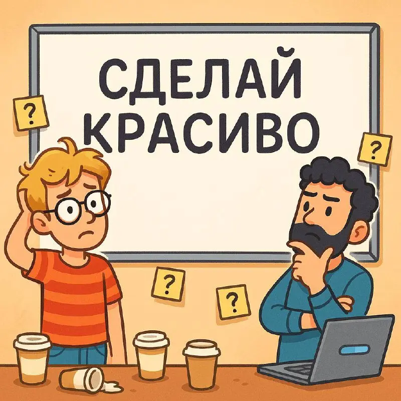 🎨 “Сделай красиво!” — любимый квест без ТЗ.
Идеальных условий нет: ни макета, ни референса, зато много фантазии и… загадочного “я так вижу” | Сетка — социальная сеть от hh.ru
