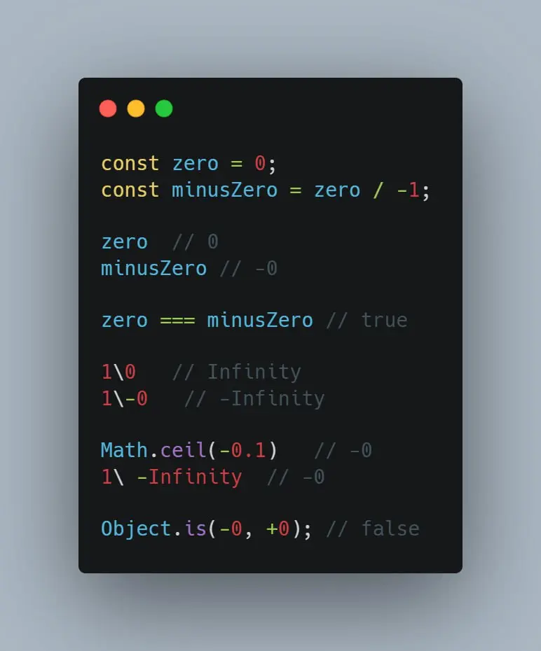 +0 и -0 в JavaScript
В JavaScript есть два разных символа «ноль» | Сетка — социальная сеть от hh.ru