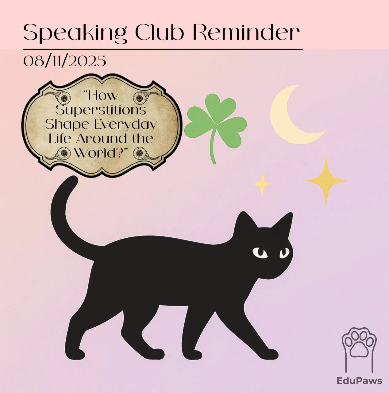 📚 SPEAKING CLUB REMINDER: “How Superstitions Shape Everyday Life Around the World?”
🍀 Почему люди стучат по дереву?
Почему появление чёрной кошки на дороге до сих пор вызывает напряжение — даже у тех,... | Сетка — социальная сеть от hh.ru