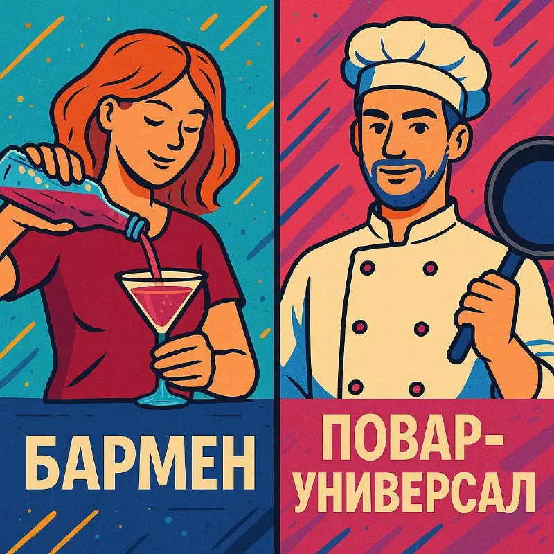 📍 Настоящая у Соседа (Варшавское шоссе, 150Б) приглашает в команду:
🍸 Бармена
— В идеале девушка
— Желательно с опытом
— График: 5/2
— Смена: 12:00–24:00
— Оплата: 5000₽/день
👨‍🍳 Повар-универсал
— Обя... | Сетка — социальная сеть от hh.ru