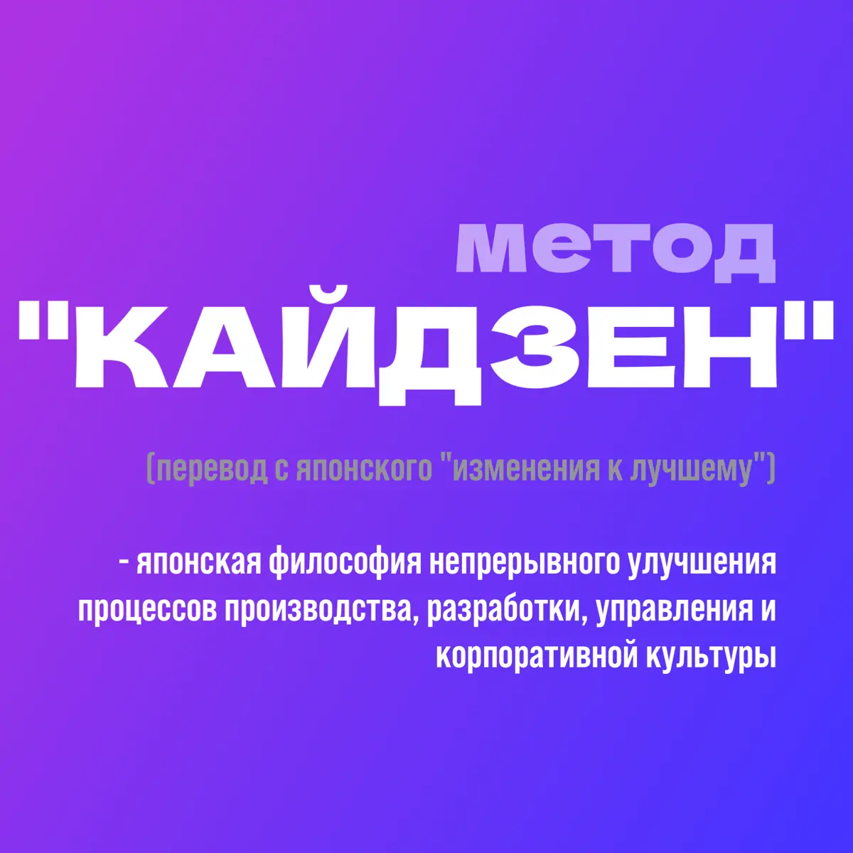 Суть метода — постепенное и непрерывное улучшение процессов, продуктов и услуг | Сетка — социальная сеть от hh.ru