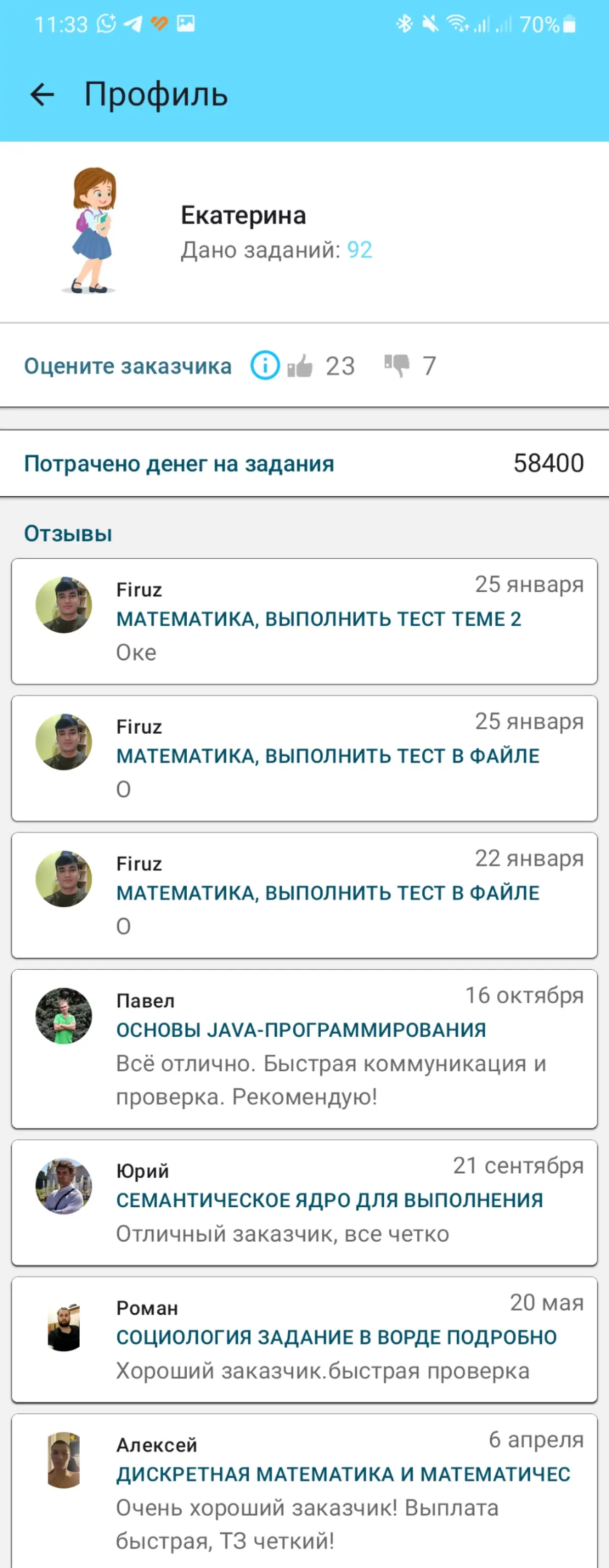 Я в шоке от этой юной предпринимательницы. Похоже, за нее учатся фрилансеры с воркзилы 😅
Самый главный вопрос от куда у ребенка 58к на то чтобы оплатить выполнение ДЗ | Сетка — социальная сеть от hh.ru