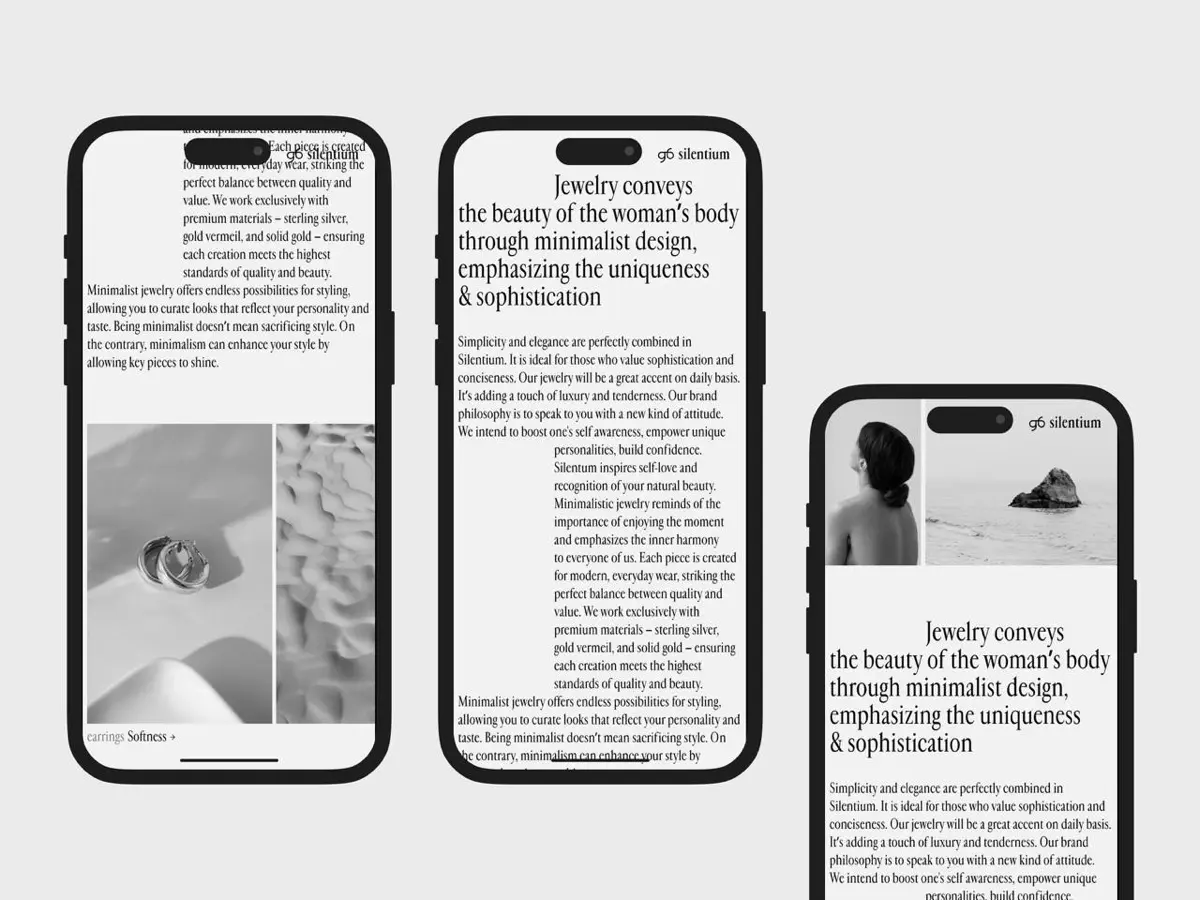 Фирменный стиль для ювелирного бренда Silentium. Чистый, легкий, чувственный. Смотрите проект полностью на Dprofile. Ссылка в комментариях | Сетка — социальная сеть от hh.ru