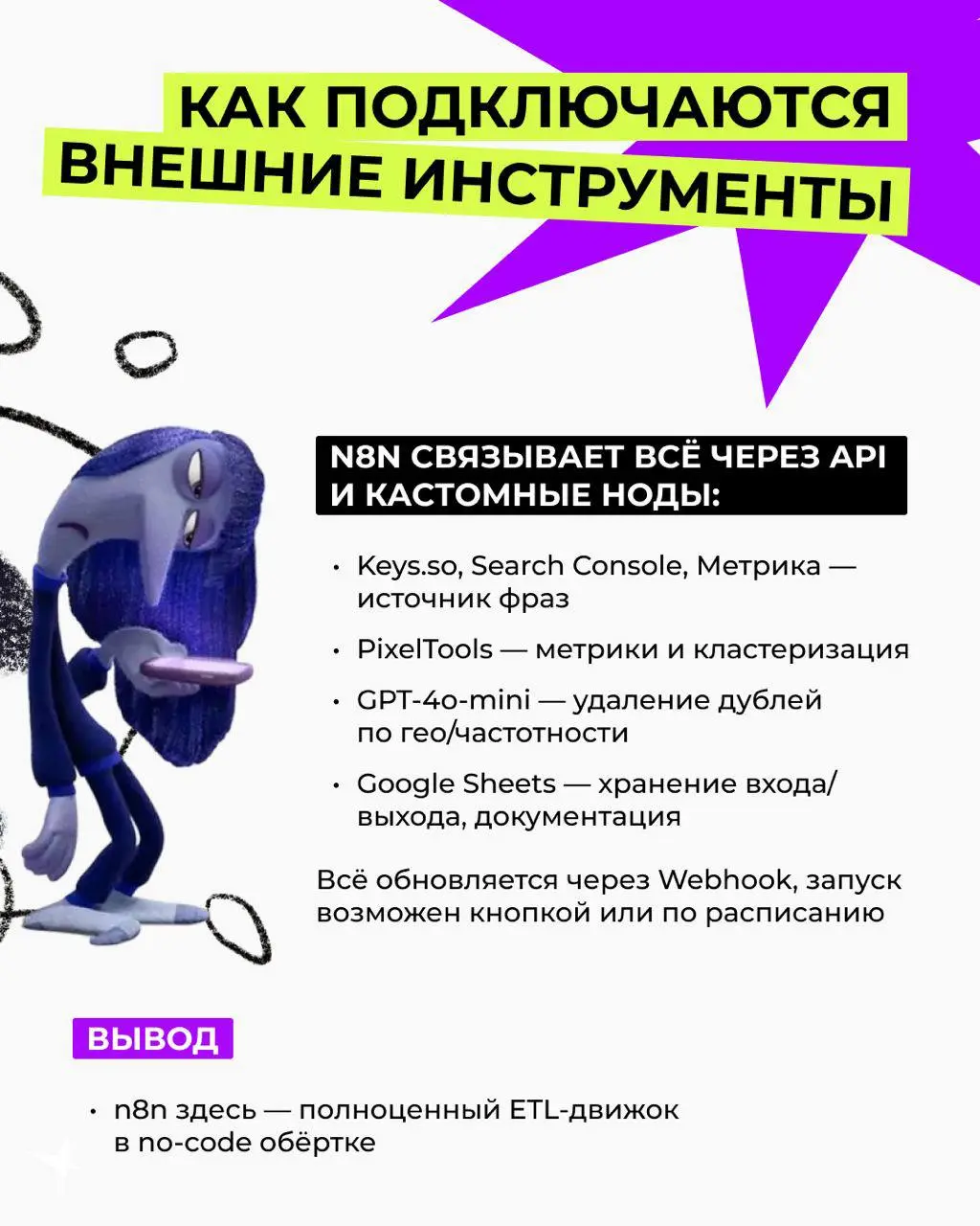 🔥 Как в SEO-отдел накатывали n8n
Моя задача, чтобы SEO-аналитики делали только ту работу, которую нельзя автоматизировать. Таких процессов за годы сделано много, расскажу про один из них. | Сетка — социальная сеть от hh.ru
