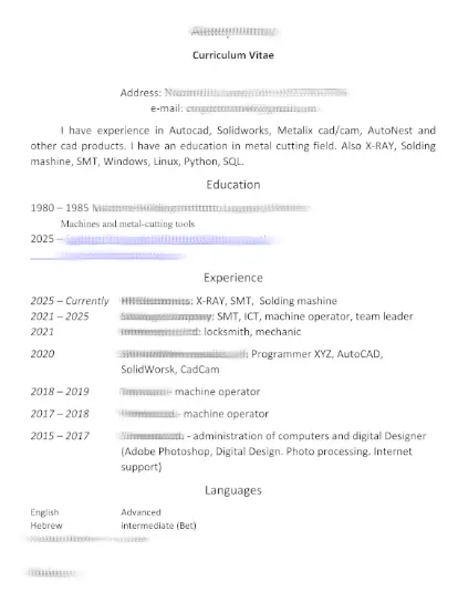 Curriculum Vitae | Сетка — социальная сеть от hh.ru