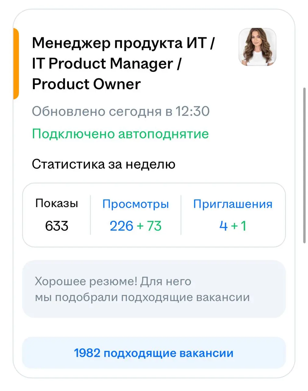 С такой бомбической статистикой недели закрываю пятницу) 🥳
Сейчас в среднем вижу, что нужно 70-80 откликов для приглашения на собес | Сетка — социальная сеть от hh.ru