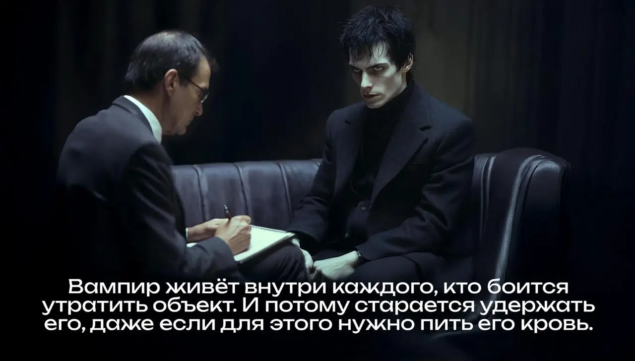 «Что скрывается за образом вампира, если смотреть на него глазами психоаналитика? Почему укус “превращается” в символ инфантильной сексуальности, а кровопитание — в фантазию о симбиотическом слиянии с... | Сетка — социальная сеть от hh.ru
