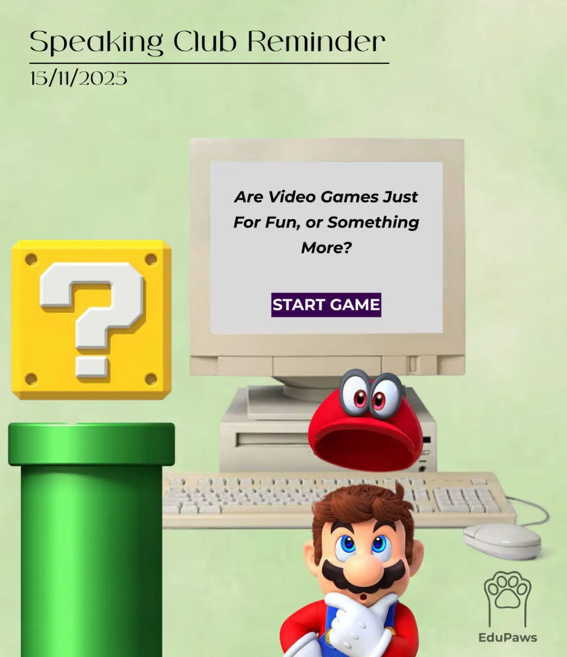 🎮 SPEAKING CLUB REMINDER: “Are Video Games Just For Fun, or Something More?”
👾 Почему игры заставляют нас переживать как в кино?
Почему миллионы людей учатся быстрее в Minecraft, чем на уроках?
И прав... | Сетка — социальная сеть от hh.ru