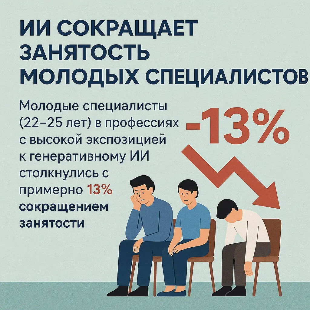 ⚡️Вышло интересное исследование Стэнфорда о влиянии AI на занятость специалистов | Сетка — социальная сеть от hh.ru