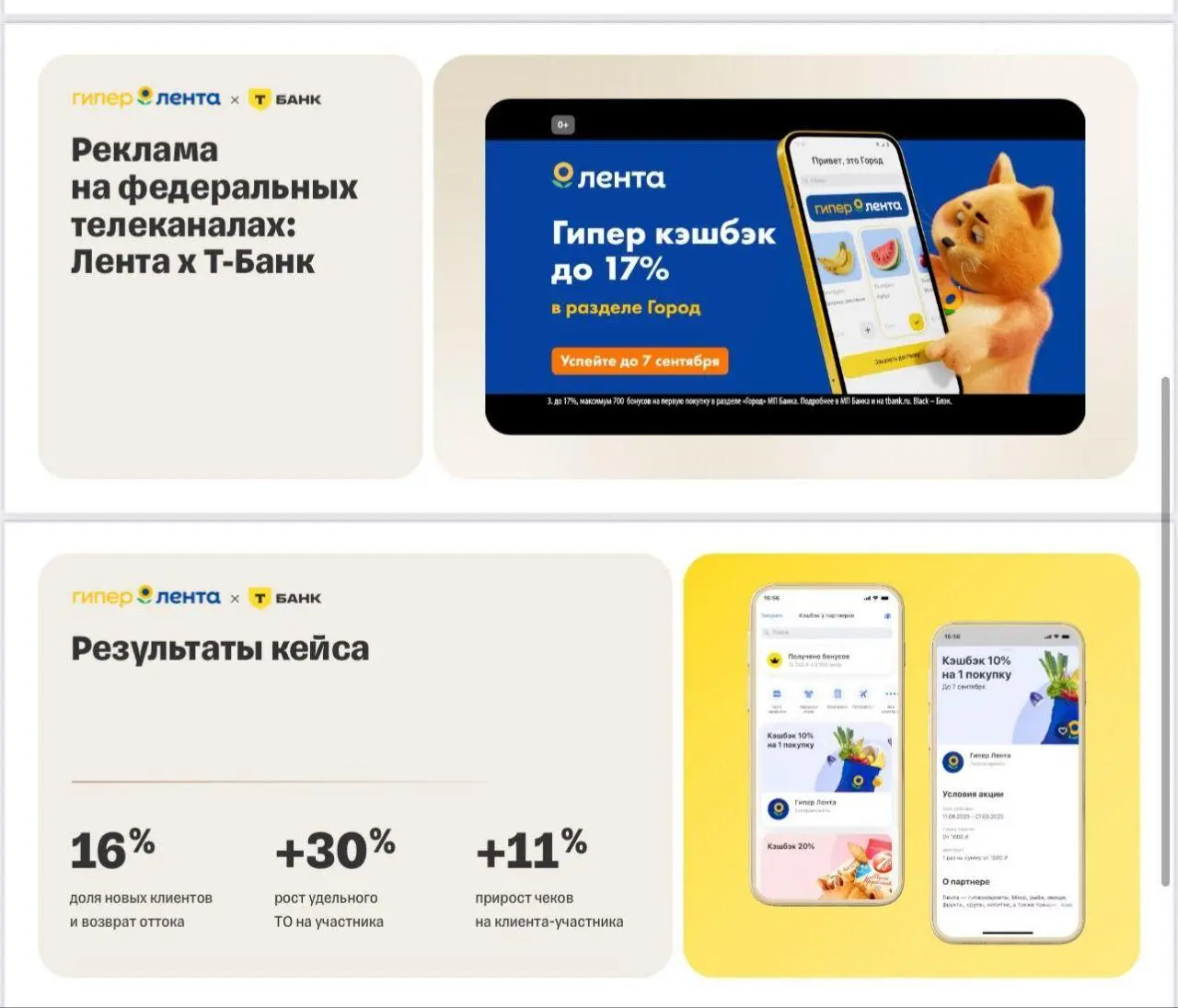 💥 Т-Банк делает совместную рекламу с брендами на ТВ
Продвижение через банковское приложение бьет рекорды | Сетка — социальная сеть от hh.ru