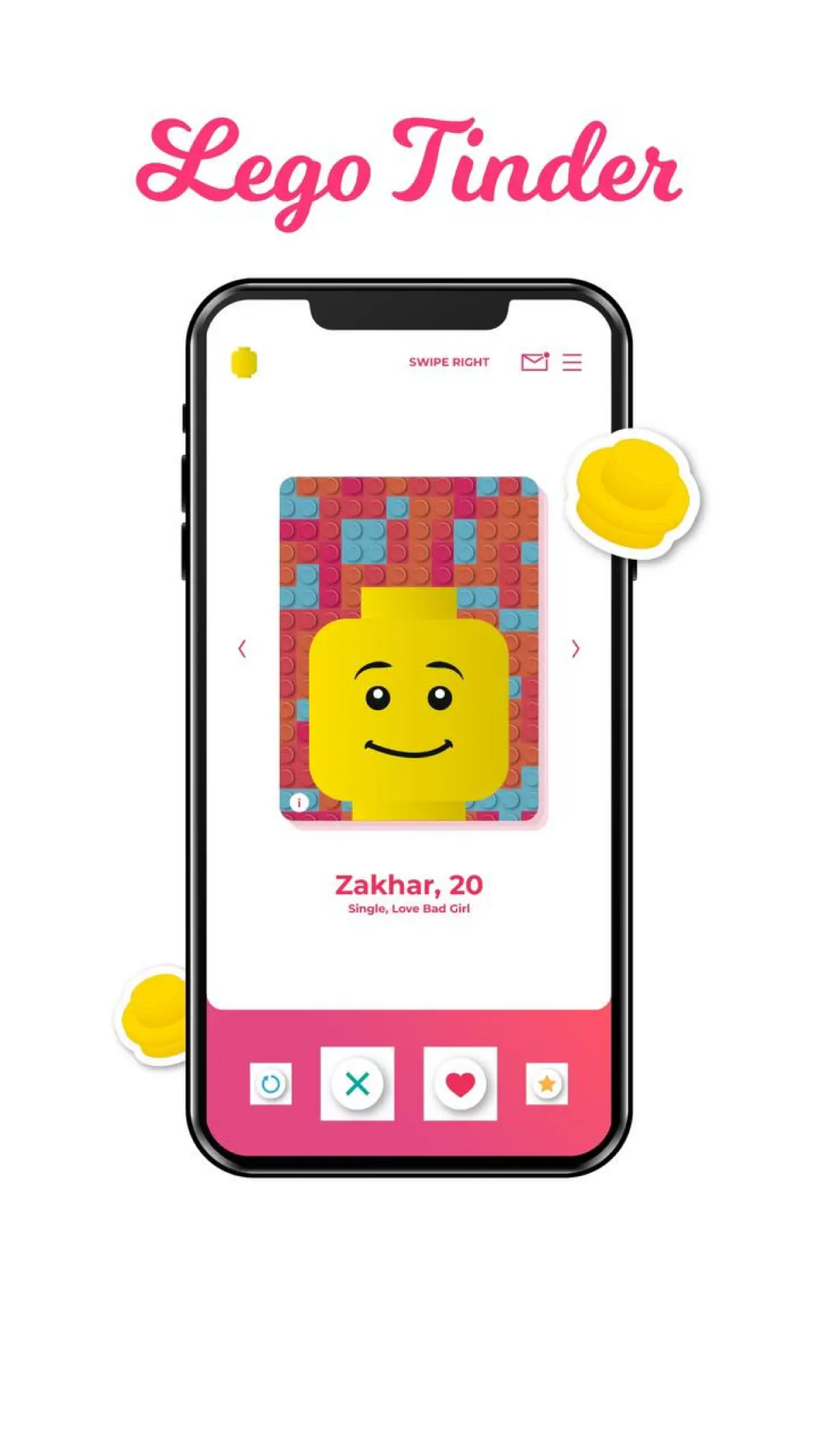 😜Дизайн мобильного приложения для «Lego Tinder» | Сетка — социальная сеть от hh.ru