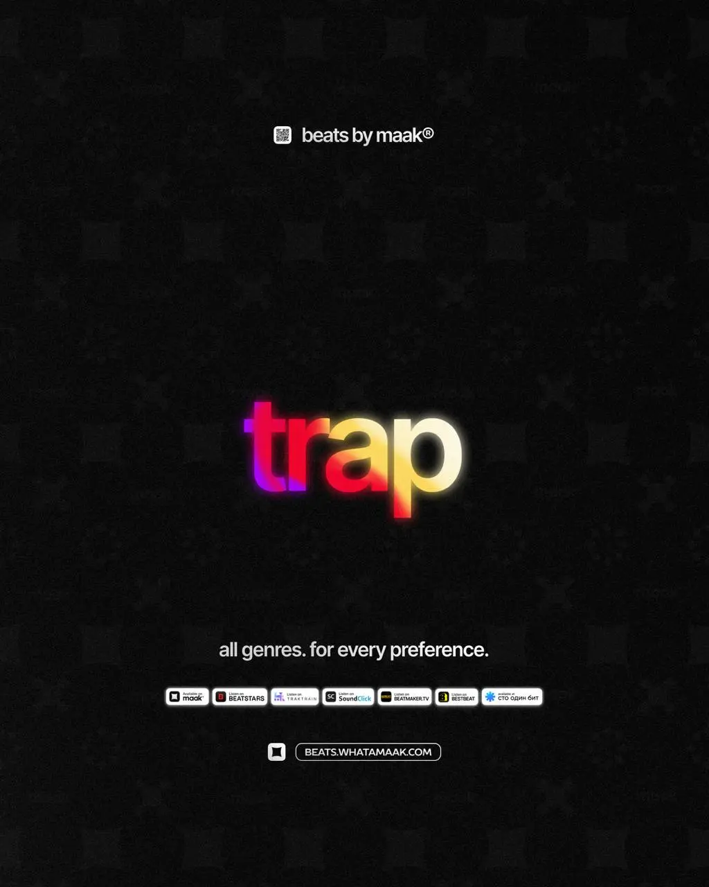 🎵#lot — «Trap биты» ╳ от maak®
ℹ️ В нашем каталоге более 400 различных аранжировок, в самых популярных жанрах, на любой вкус и предпочтения | Сетка — социальная сеть от hh.ru