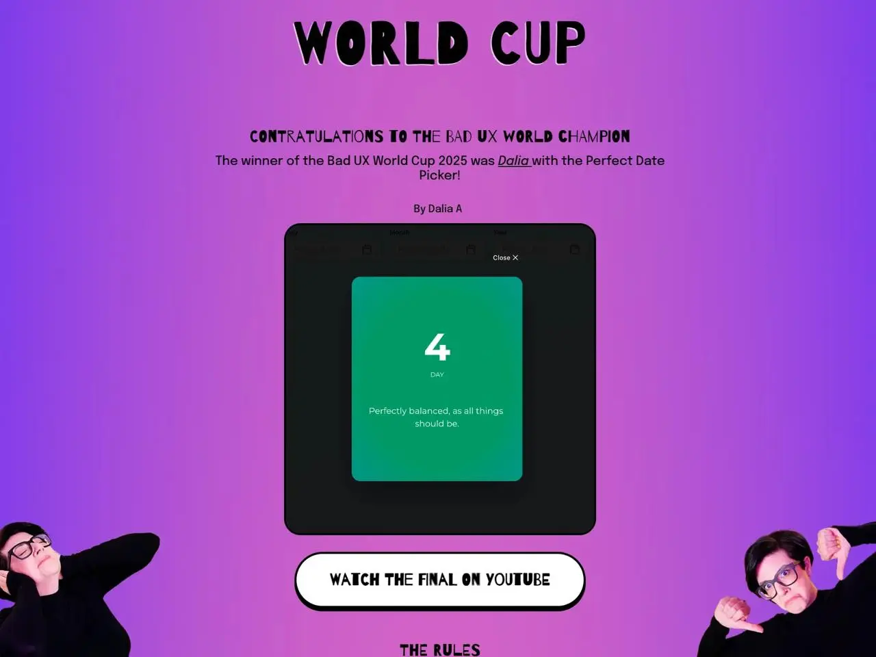 Bad UX World Cup. Конкурс на создание самого плохого дизайна интерфейсов. Участникам предлагают сделать форму выбора даты настолько ужасной, насколько это возможно. | Сетка — социальная сеть от hh.ru