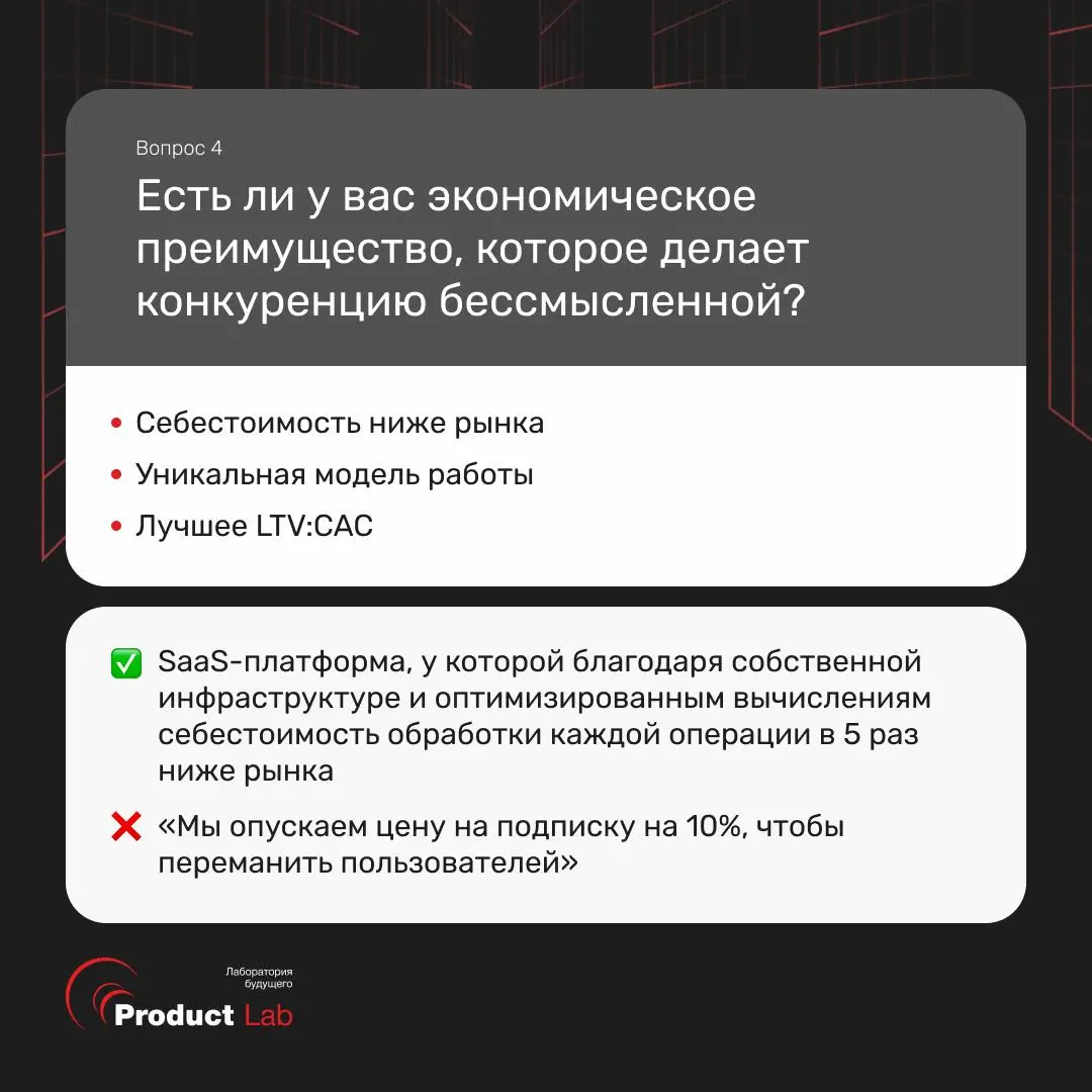 На конкурентном рынке побеждают не те, кто быстрее пилит фичи — а те, кого невозможно догнать
Чтобы понять, есть ли у вашего продукта действительно «нечестное преимущество» или это просто набор фичей,... | Сетка — социальная сеть от hh.ru
