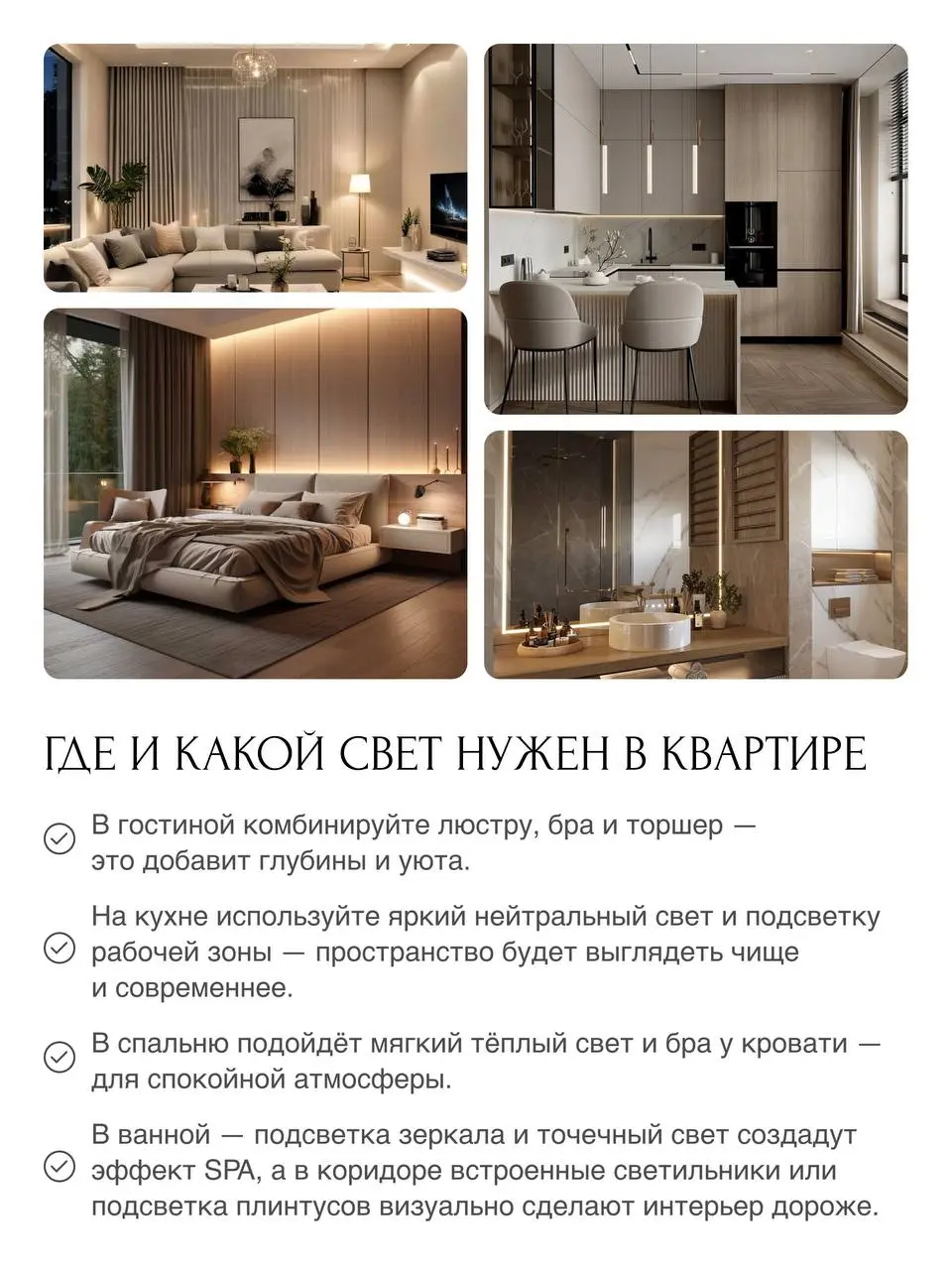 📢Какое освещение делает квартиру визуально привлекательнее?
Когда речь заходит о подготовке квартиры к продаже, об освещении часто даже не задумываются | Сетка — социальная сеть от hh.ru