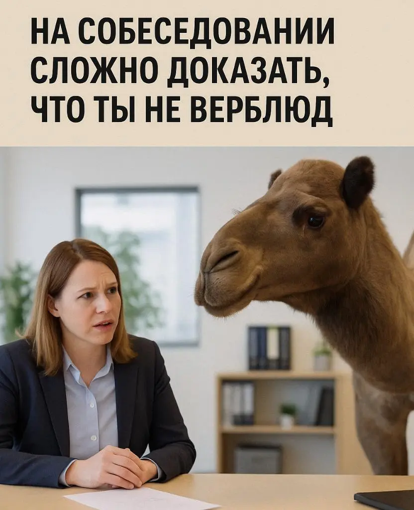 НА СОБЕСЕДОВАНИИ СЛОЖНО ДОКАЗАТЬ, ЧТО ТЫ НЕ ВЕРБЛЮД | Сетка — социальная сеть от hh.ru